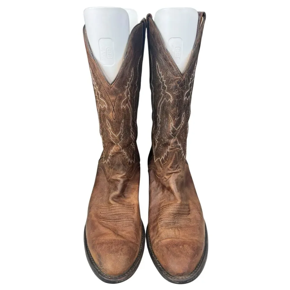 J,B. Dillon Men’s Brown Leather Western Cowboy Boots Size US 12 EE
